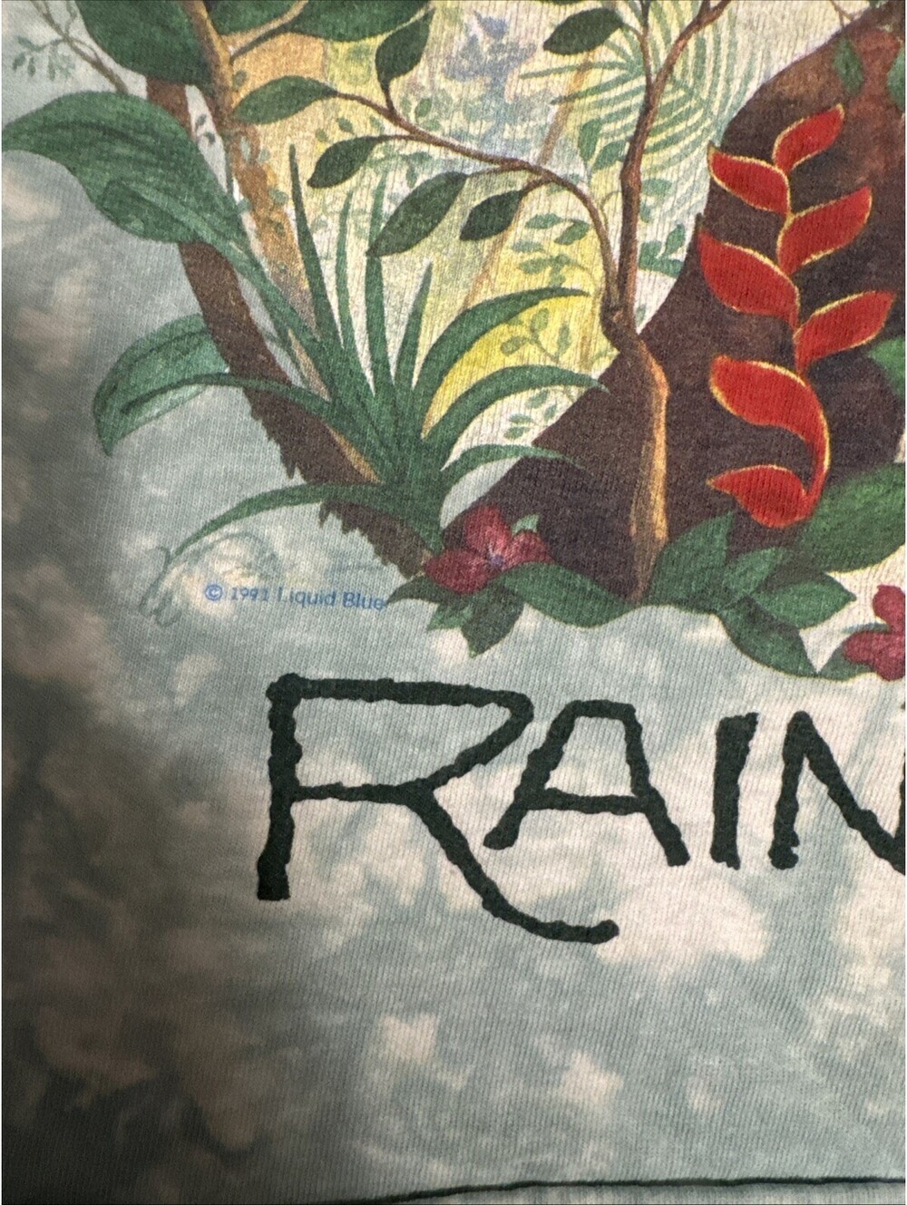 Vintage 1991 Liquid Blue Rainforest Preserve T-Shirt Tie Dye XL Single Stitch - Picture 6 of 16
